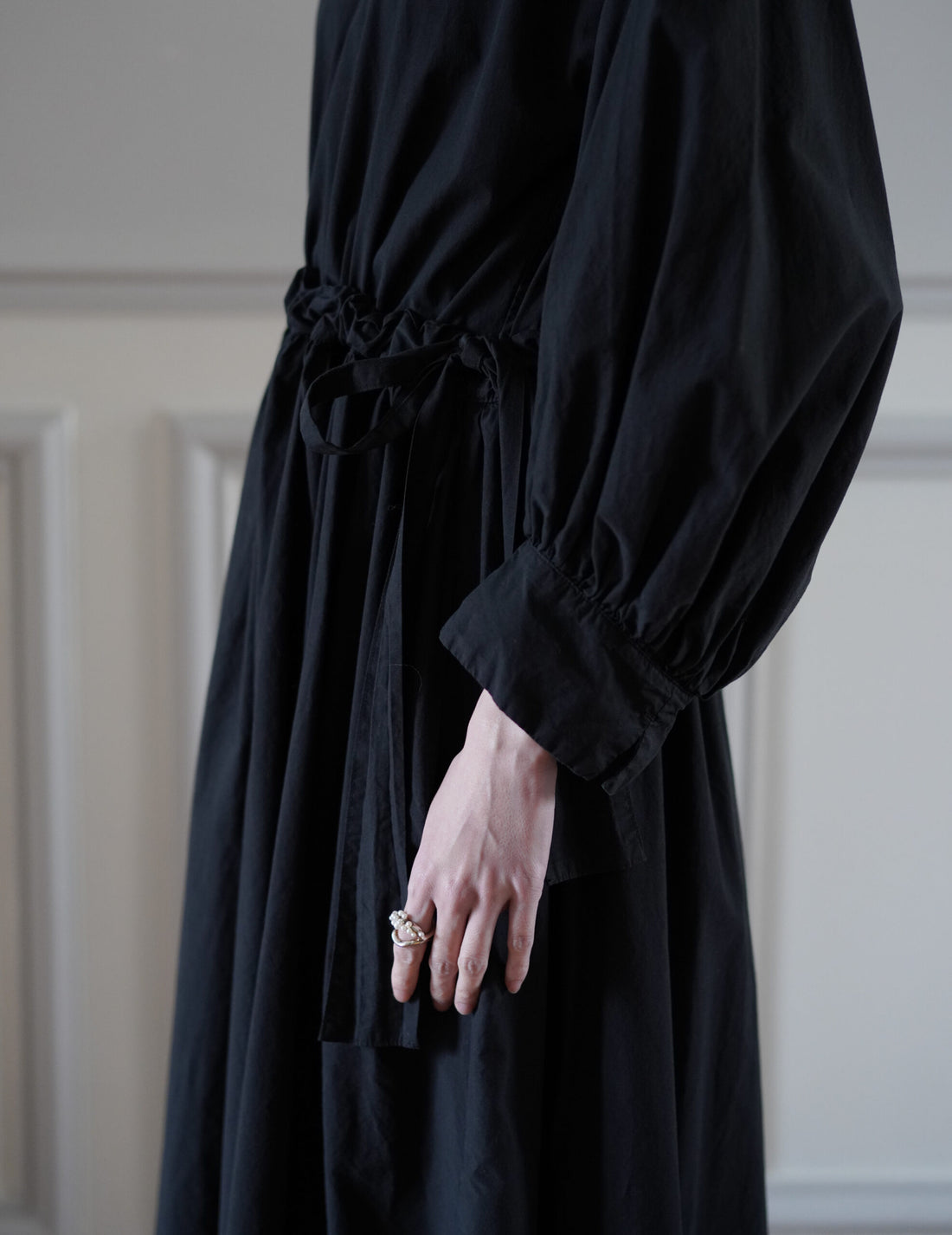 COSMIC WONDER | Cotton Silk Typewriter Farmer's Dress - Black