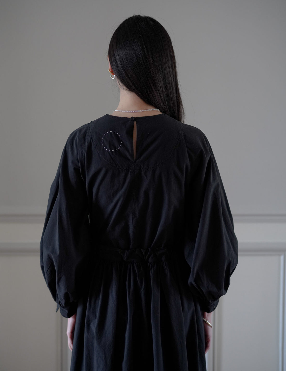 COSMIC WONDER | Cotton Silk Typewriter Farmer's Dress - Black