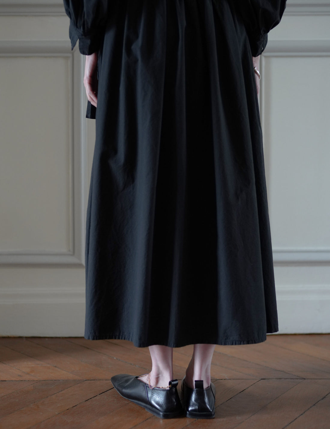 COSMIC WONDER | Cotton Silk Typewriter Farmer's Dress - Black