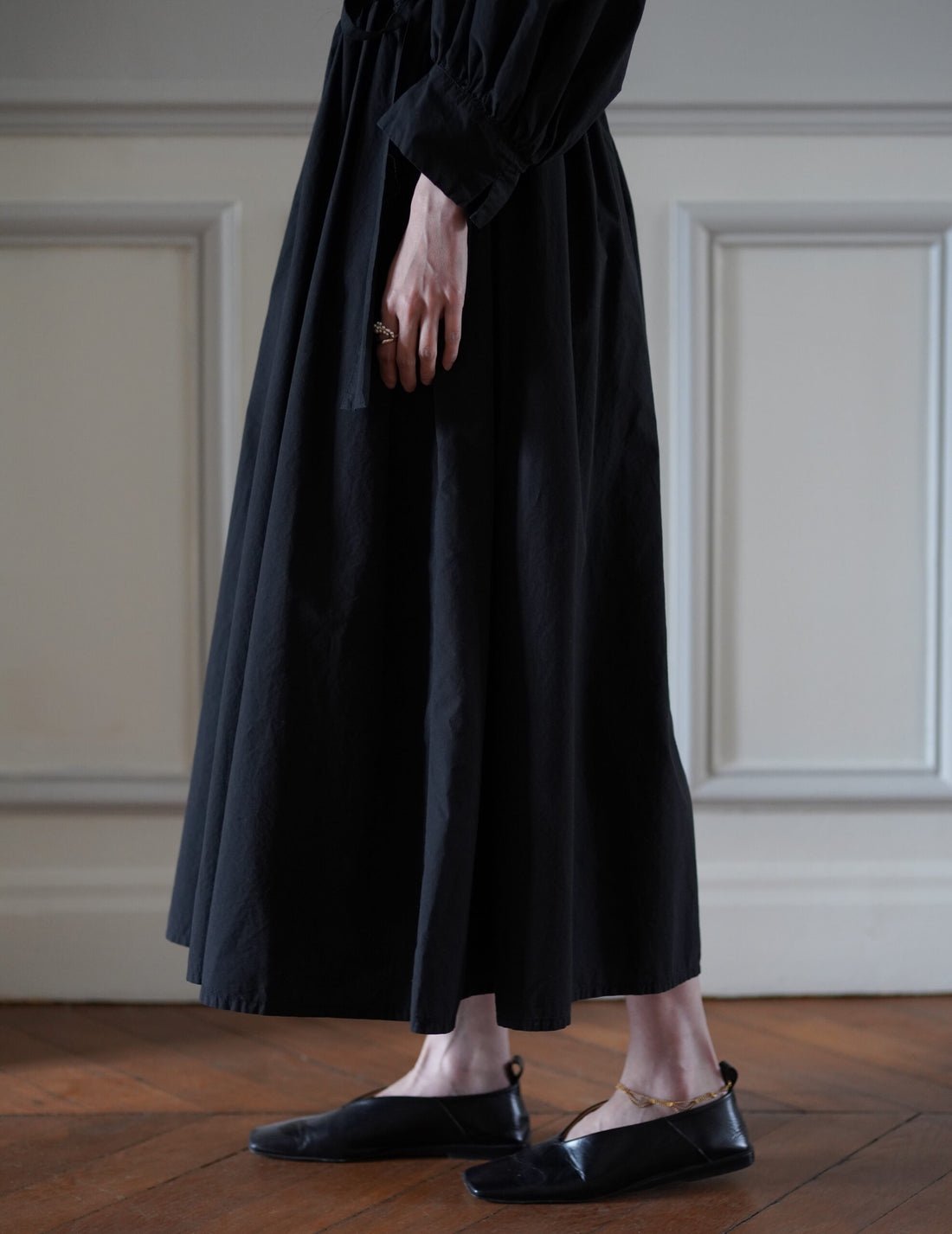 COSMIC WONDER | Cotton Silk Typewriter Farmer's Dress - Black