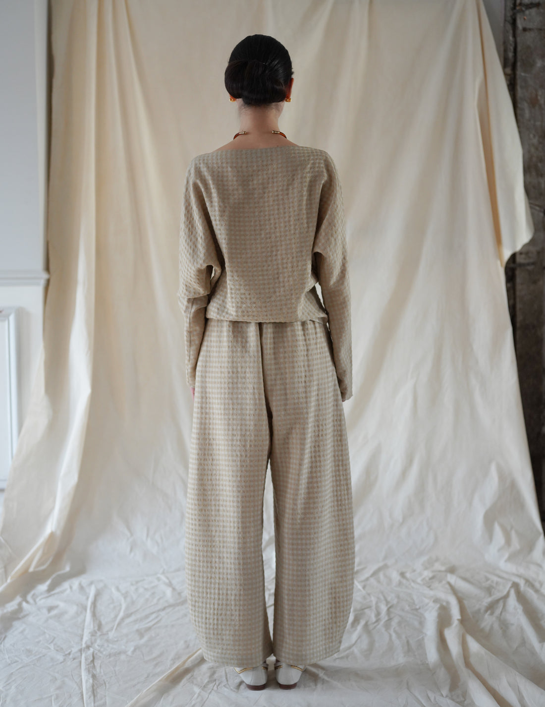 Cortana | Nuna Pants - Beige Checks Jacquard