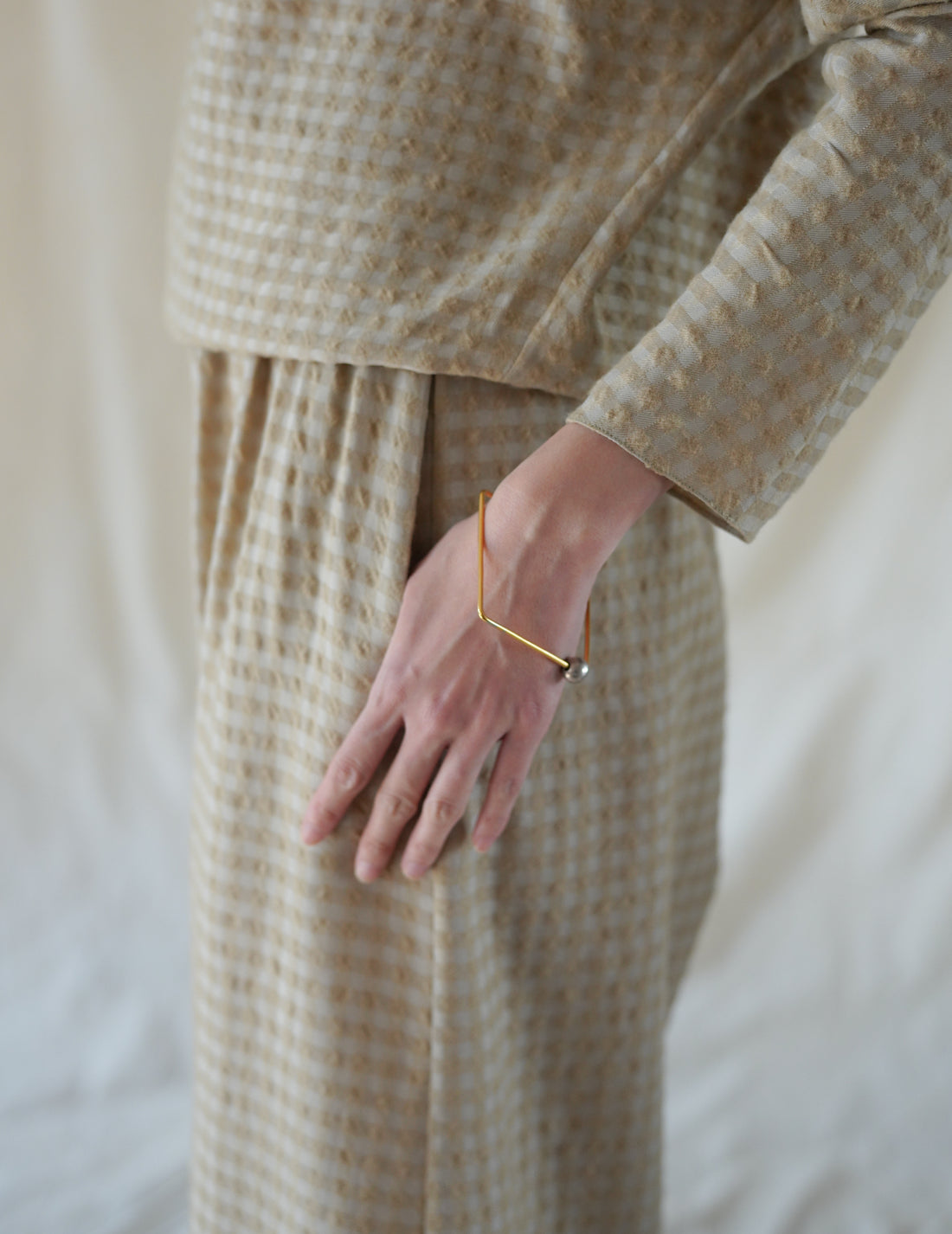 Cortana | Nuna Pants - Beige Checks Jacquard