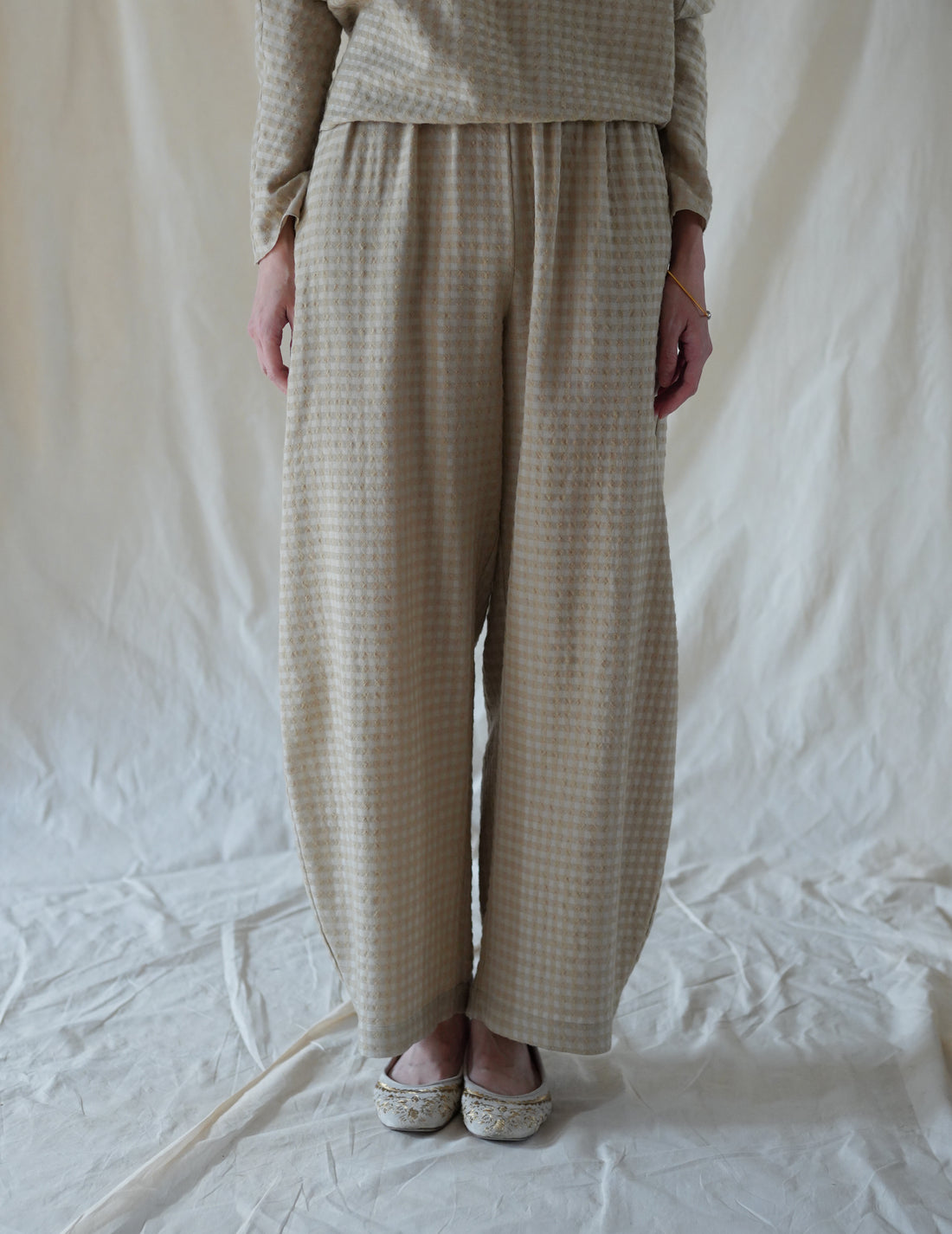 Cortana | Nuna Pants - Beige Checks Jacquard