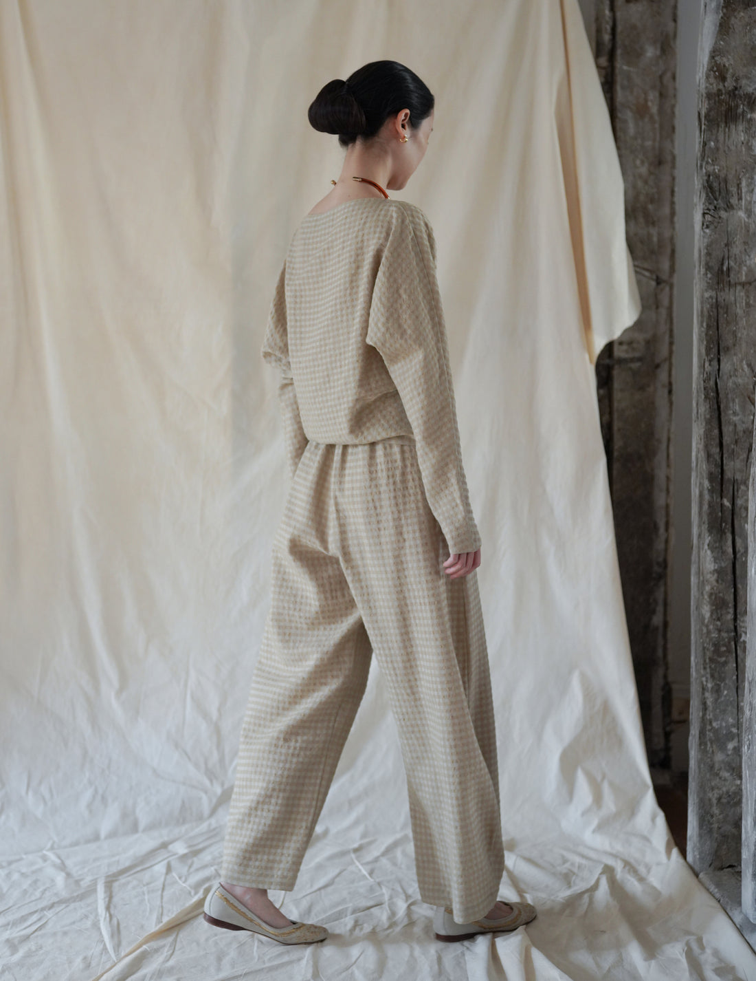 Cortana | Nuna Pants - Beige Checks Jacquard