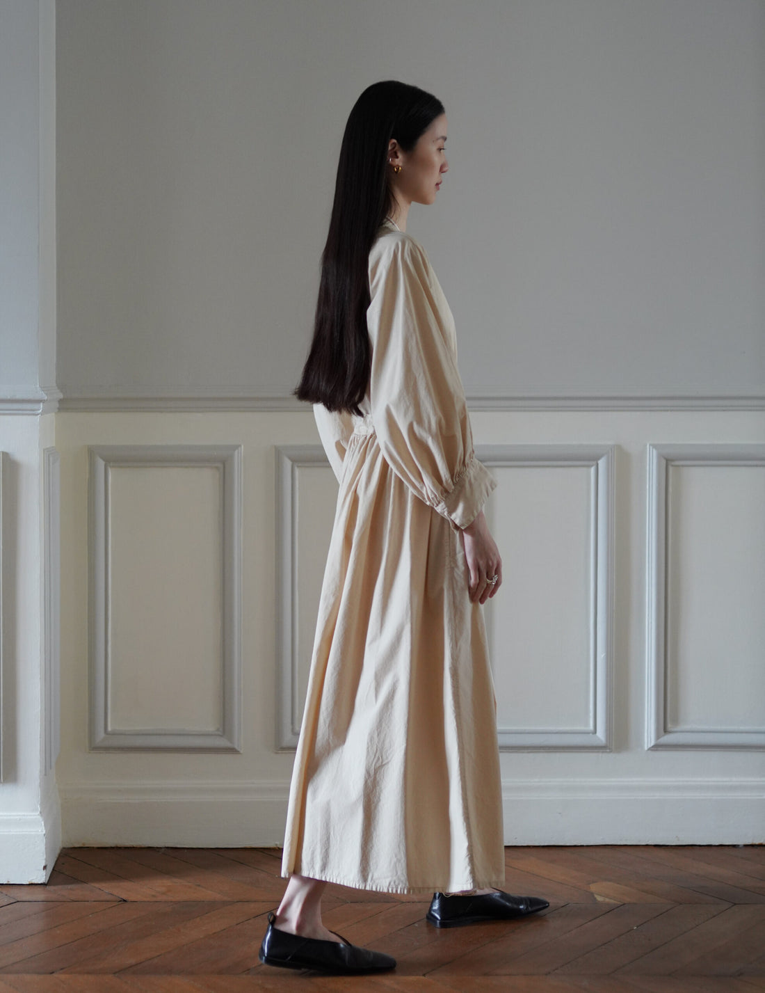 COSMIC WONDER | Cotton Silk Typewriter Farmer's Dress - Beeswax