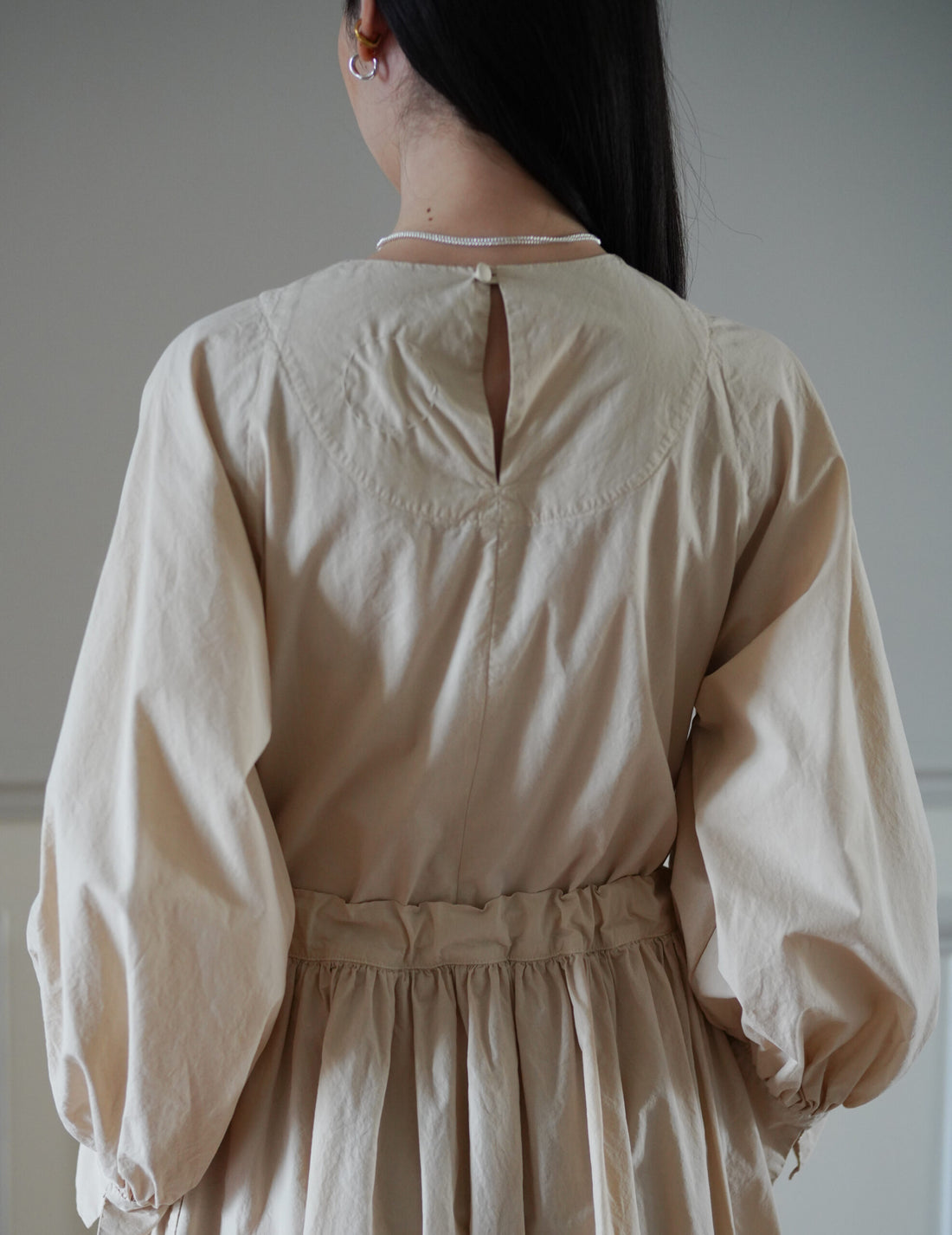 COSMIC WONDER | Cotton Silk Typewriter Farmer's Dress - Beeswax