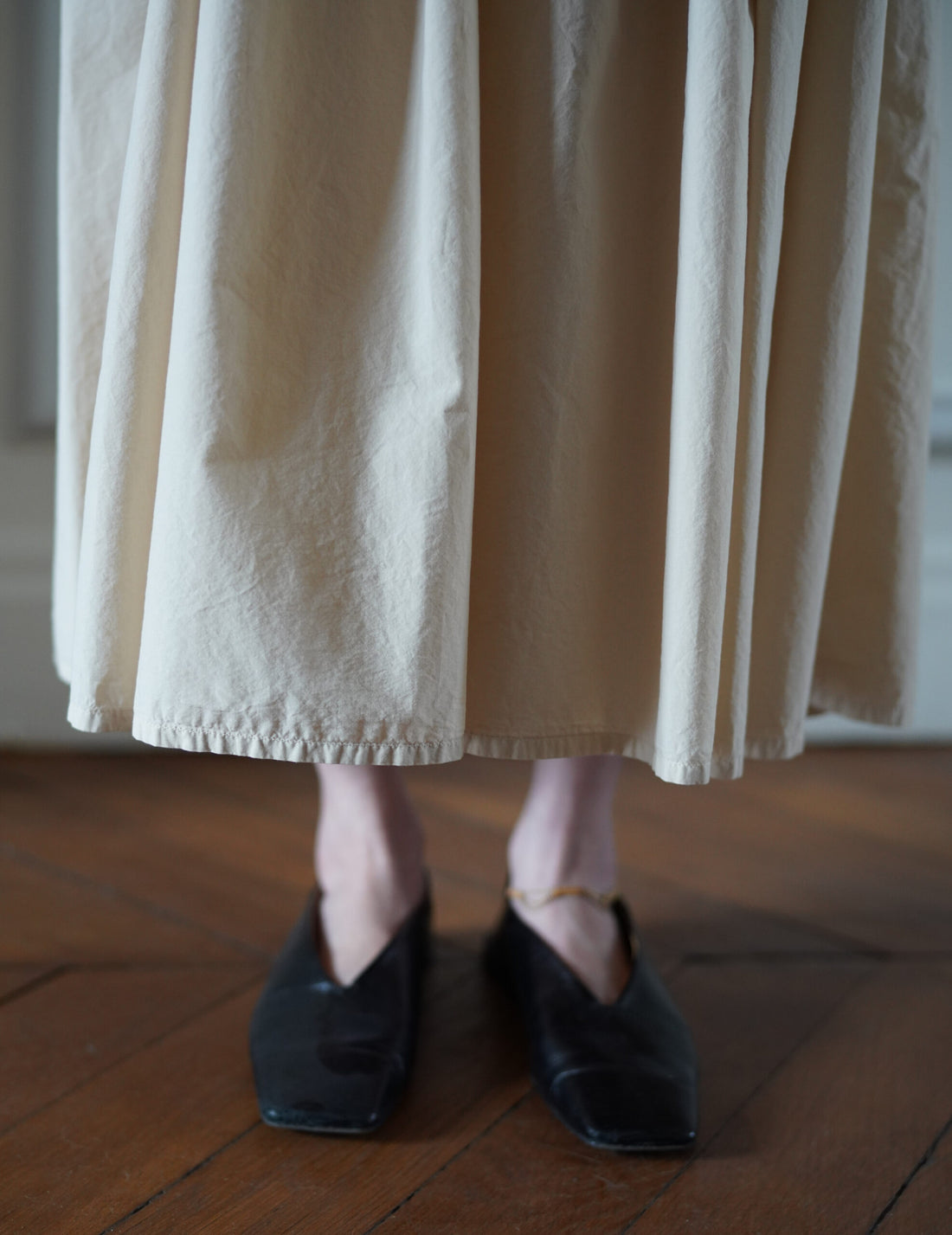 COSMIC WONDER | Cotton Silk Typewriter Farmer's Dress - Beeswax