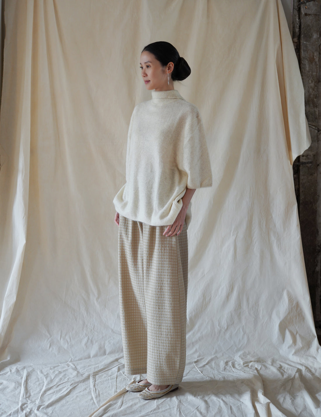 Cortana | Nuna Pants - Beige Checks Jacquard