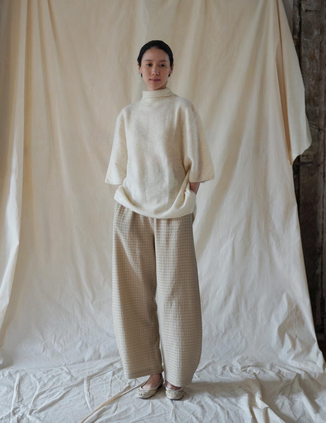 Cortana | Nuna Pants - Beige Checks Jacquard