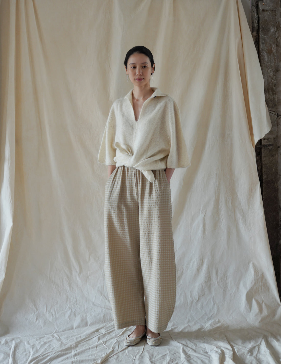 Cortana | Nuna Pants - Beige Checks Jacquard