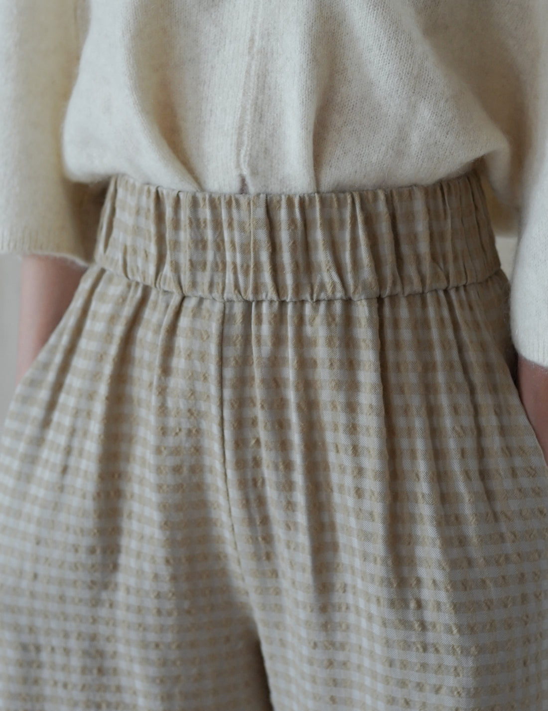 Cortana | Nuna Pants - Beige Checks Jacquard