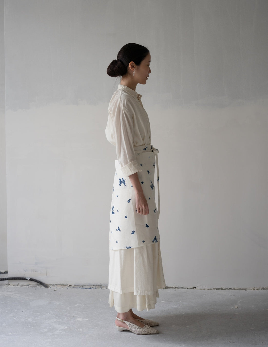 Quitan | Indigo Print Linen Apron・Indigo Print