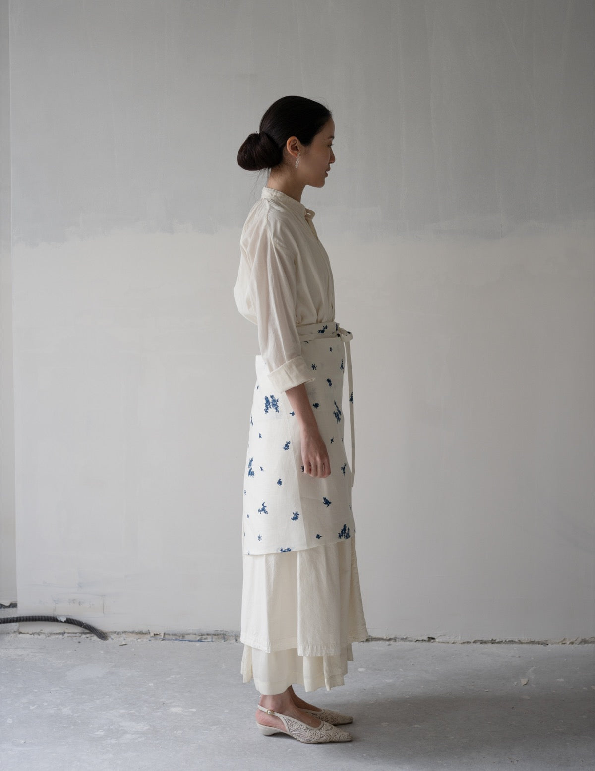 Quitan | Indigo Print Linen Apron・Indigo Print