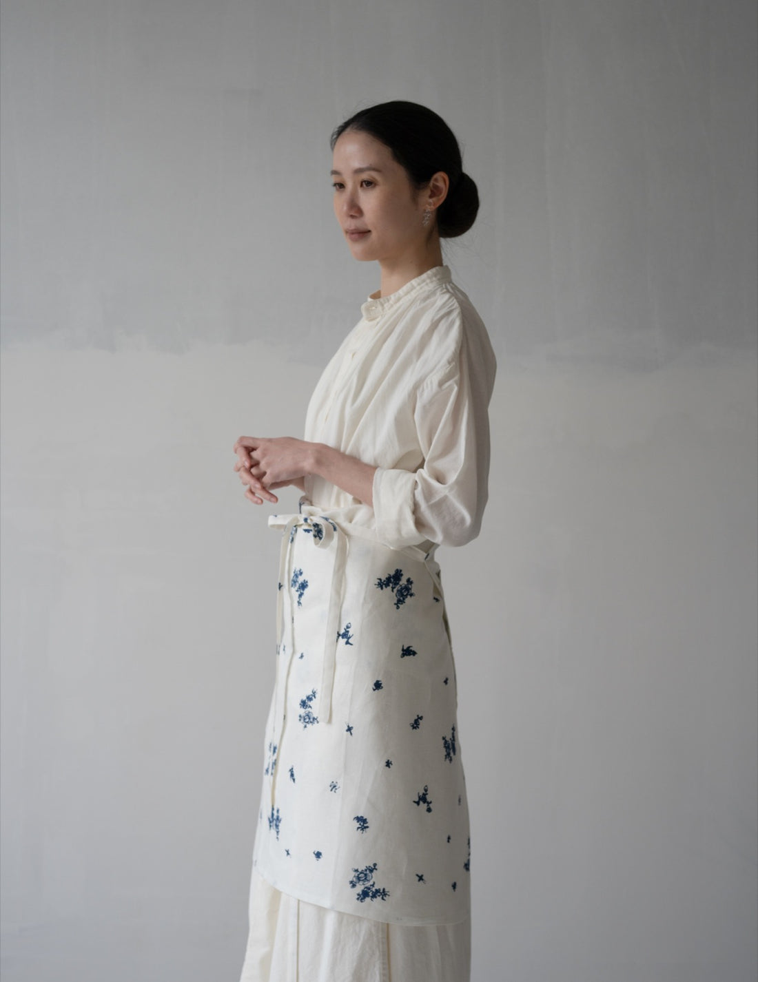Quitan | Indigo Print Linen Apron・Indigo Print