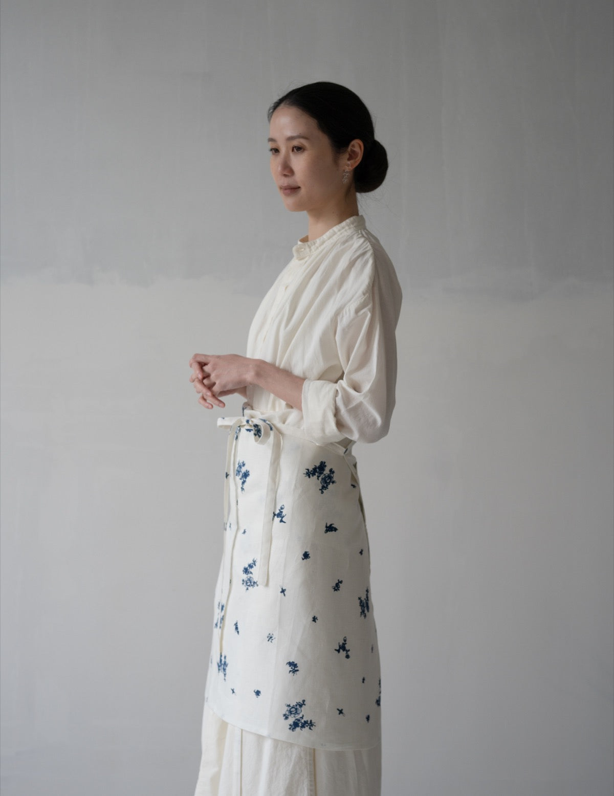 Quitan | Indigo Print Linen Apron・Indigo Print