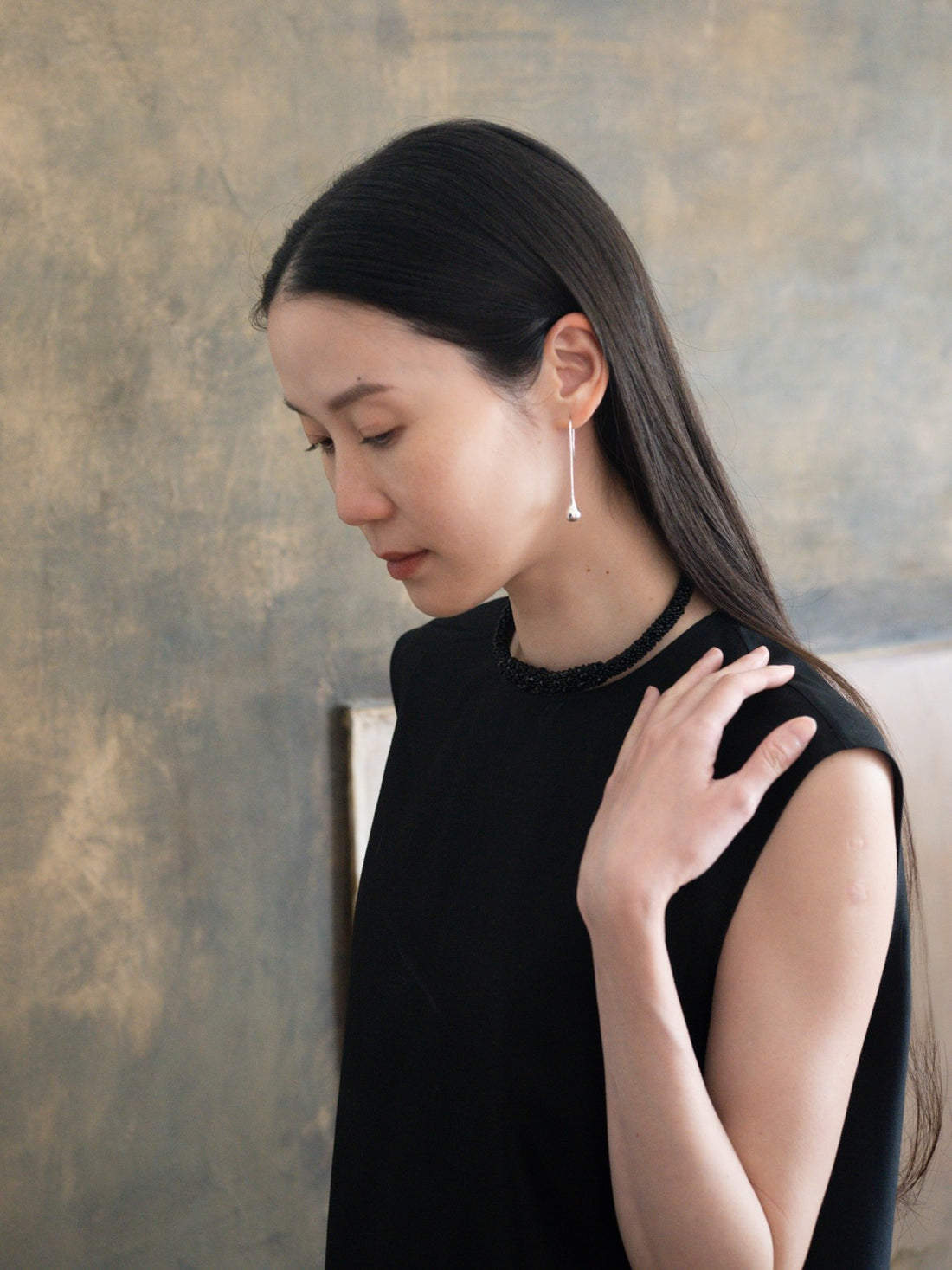Datura Long Drop Earrings・Silver