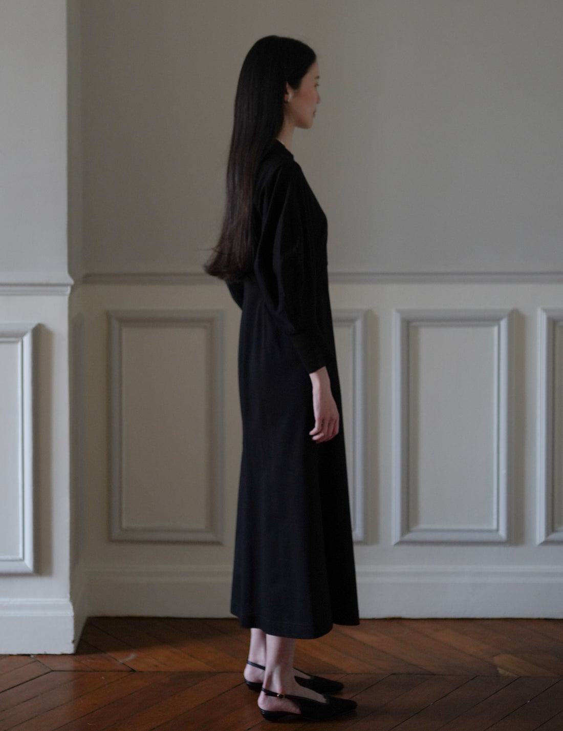 MAME KUROGOUCHI | Cotton Jersey Flare Dress・Black