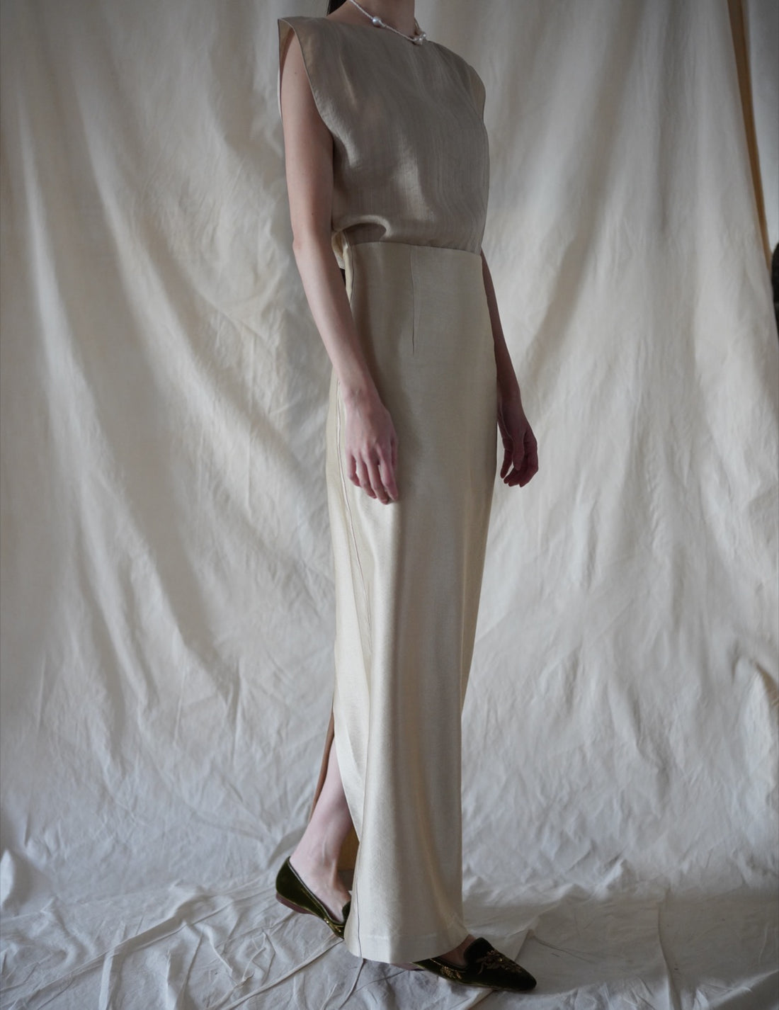 INGA High-Waisted Long Skirt・Golden Beige