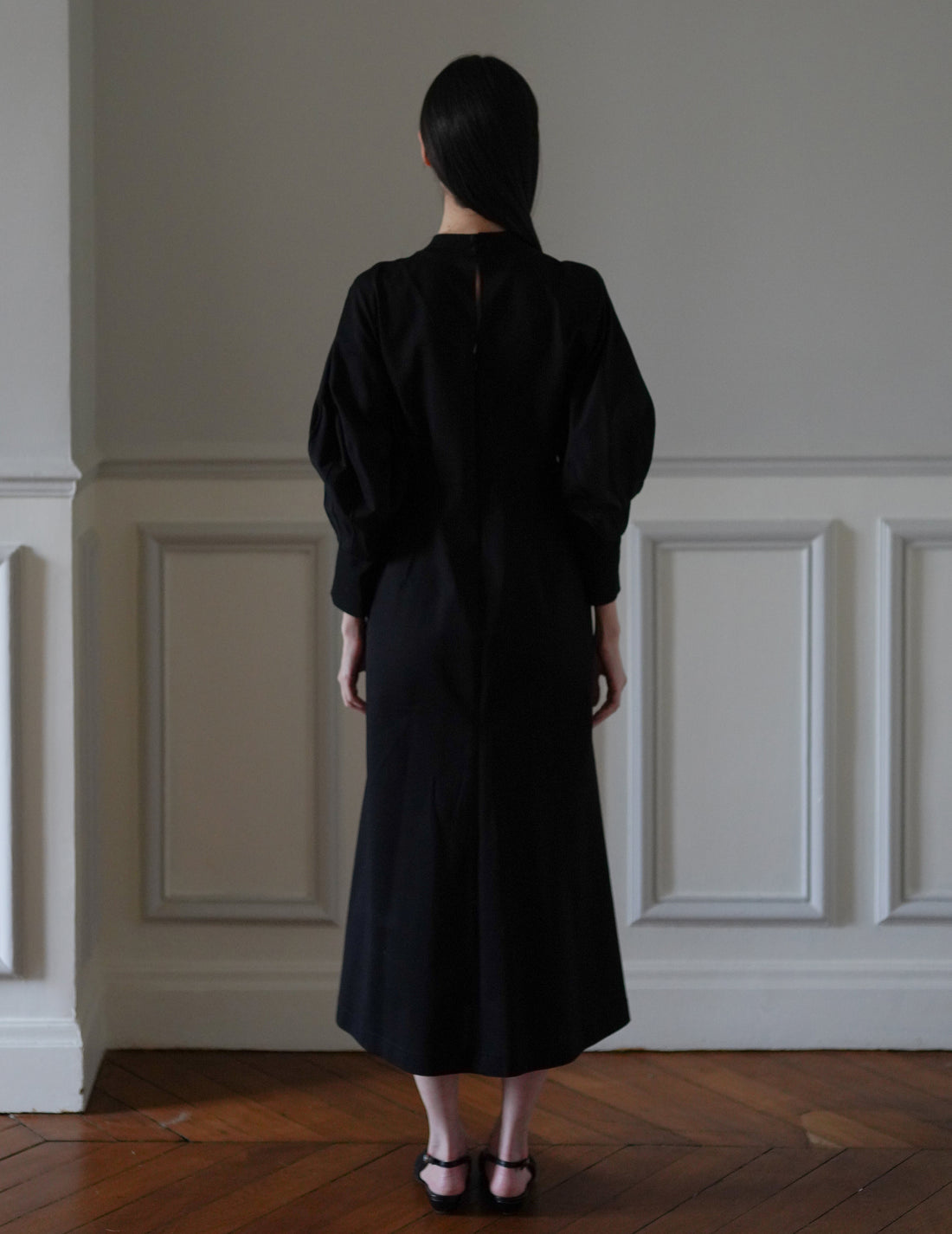 MAME KUROGOUCHI | Cotton Jersey Flare Dress・Black