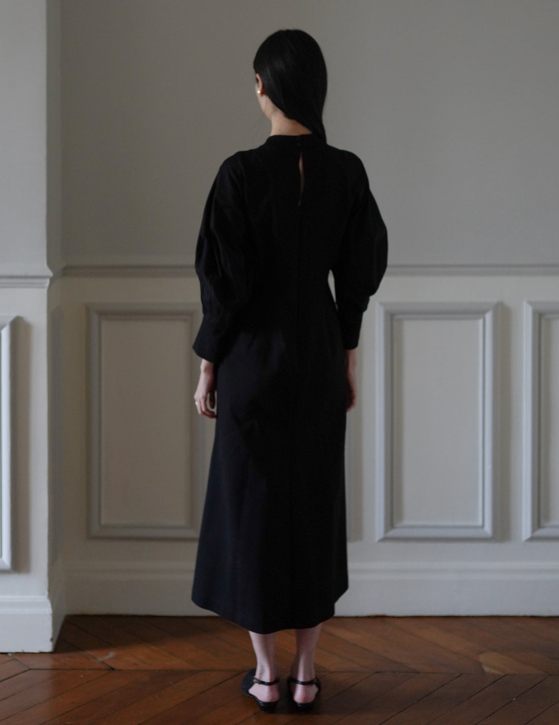 MAME KUROGOUCHI | Cotton Jersey Flare Dress・Black