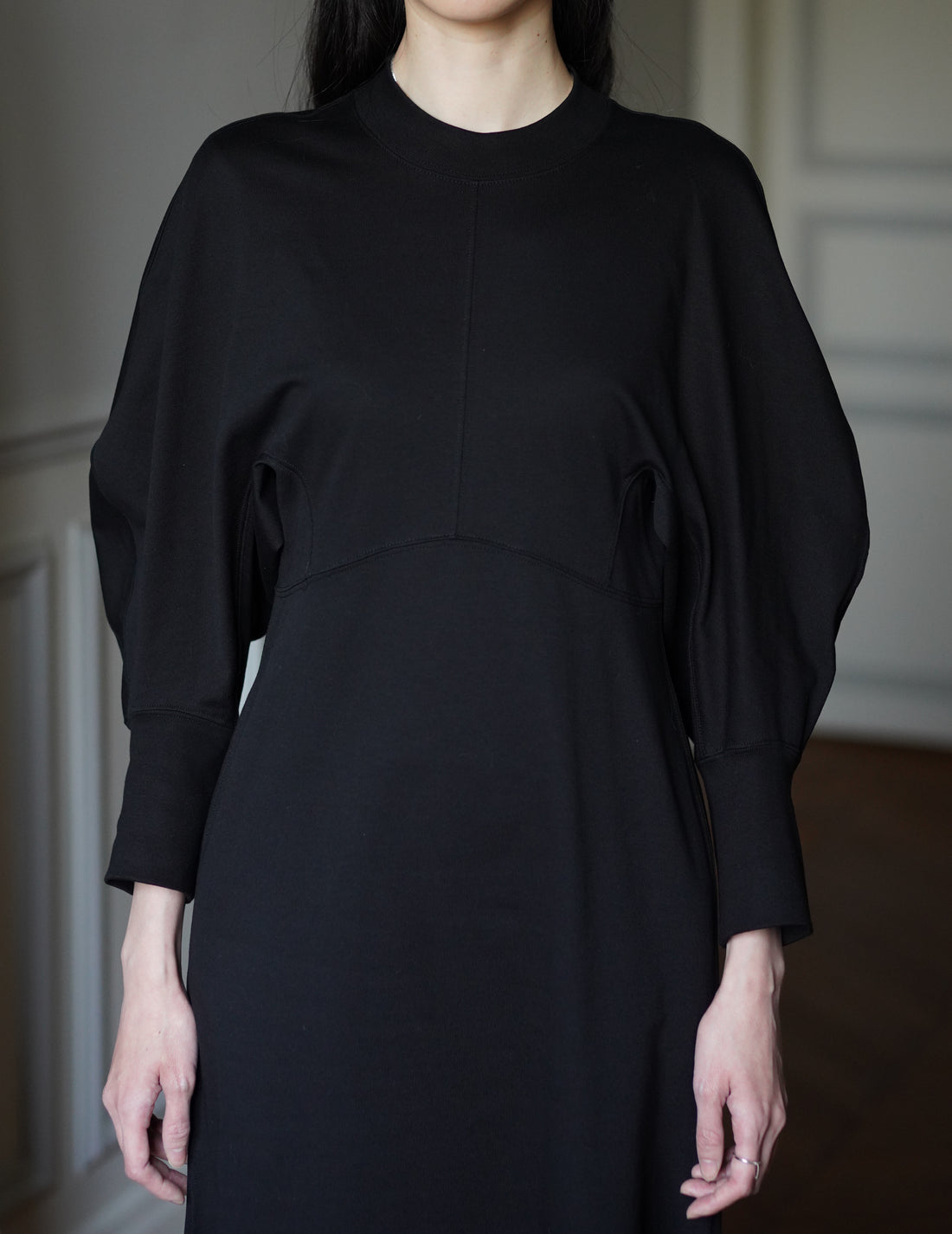 MAME KUROGOUCHI | Cotton Jersey Flare Dress・Black