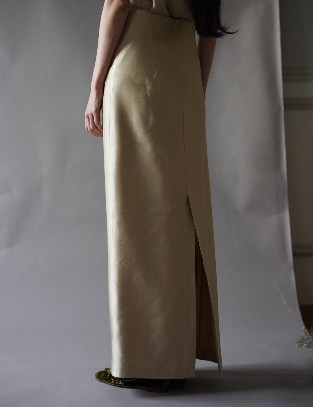 INGA High-Waisted Long Skirt・Golden Beige