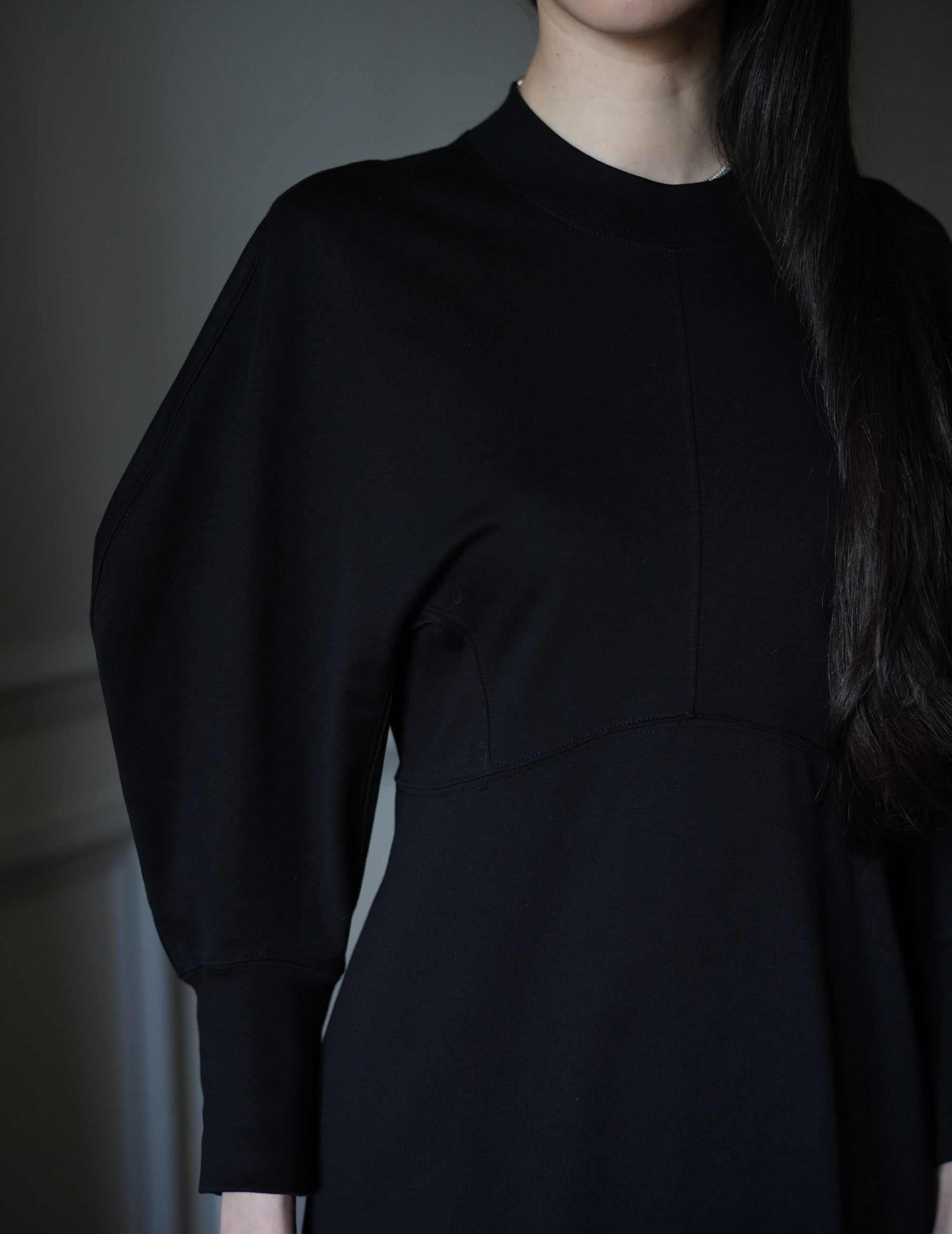 Cotton Jersey Flare Dress・Black