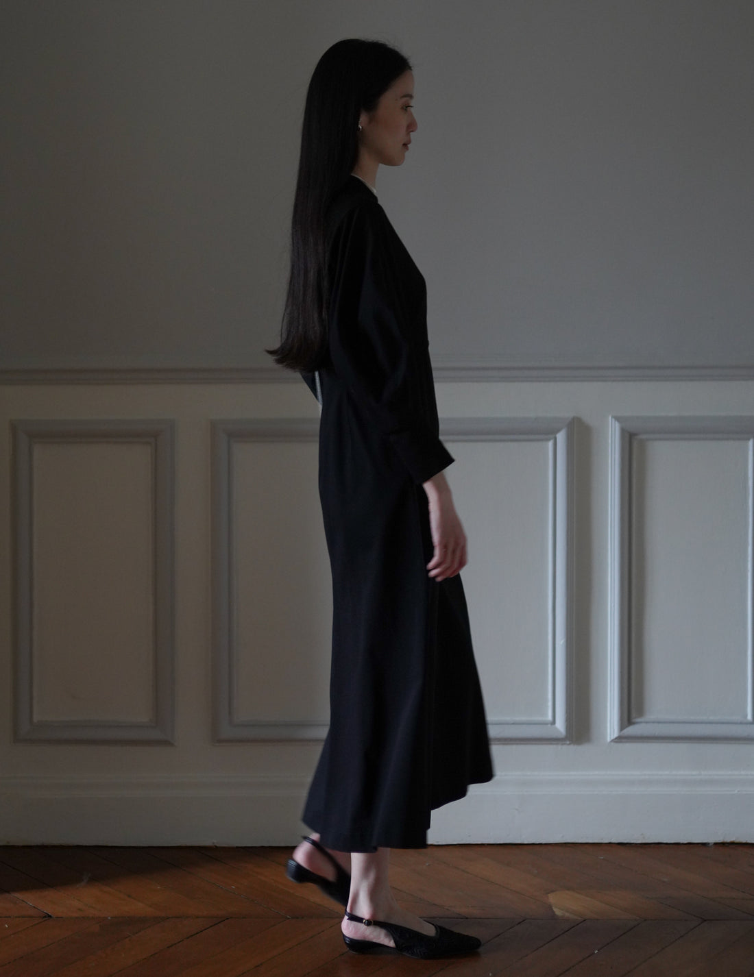 MAME KUROGOUCHI | Cotton Jersey Flare Dress・Black