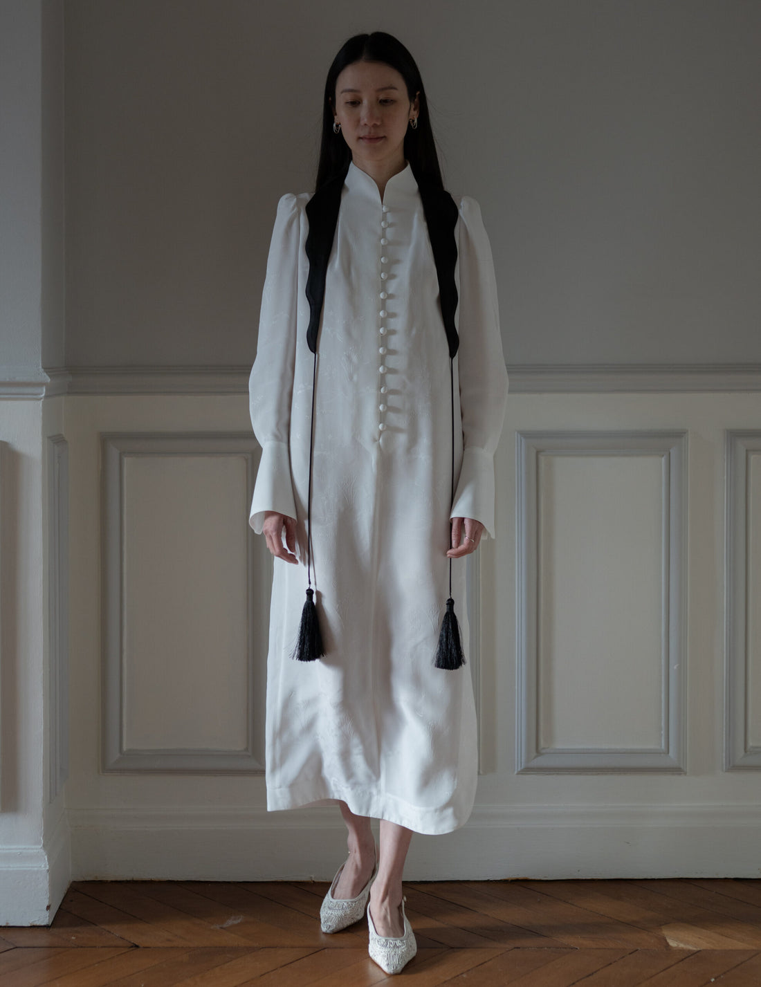 Mame Kurogouchi  | I-Line Jacquard Dress・White
