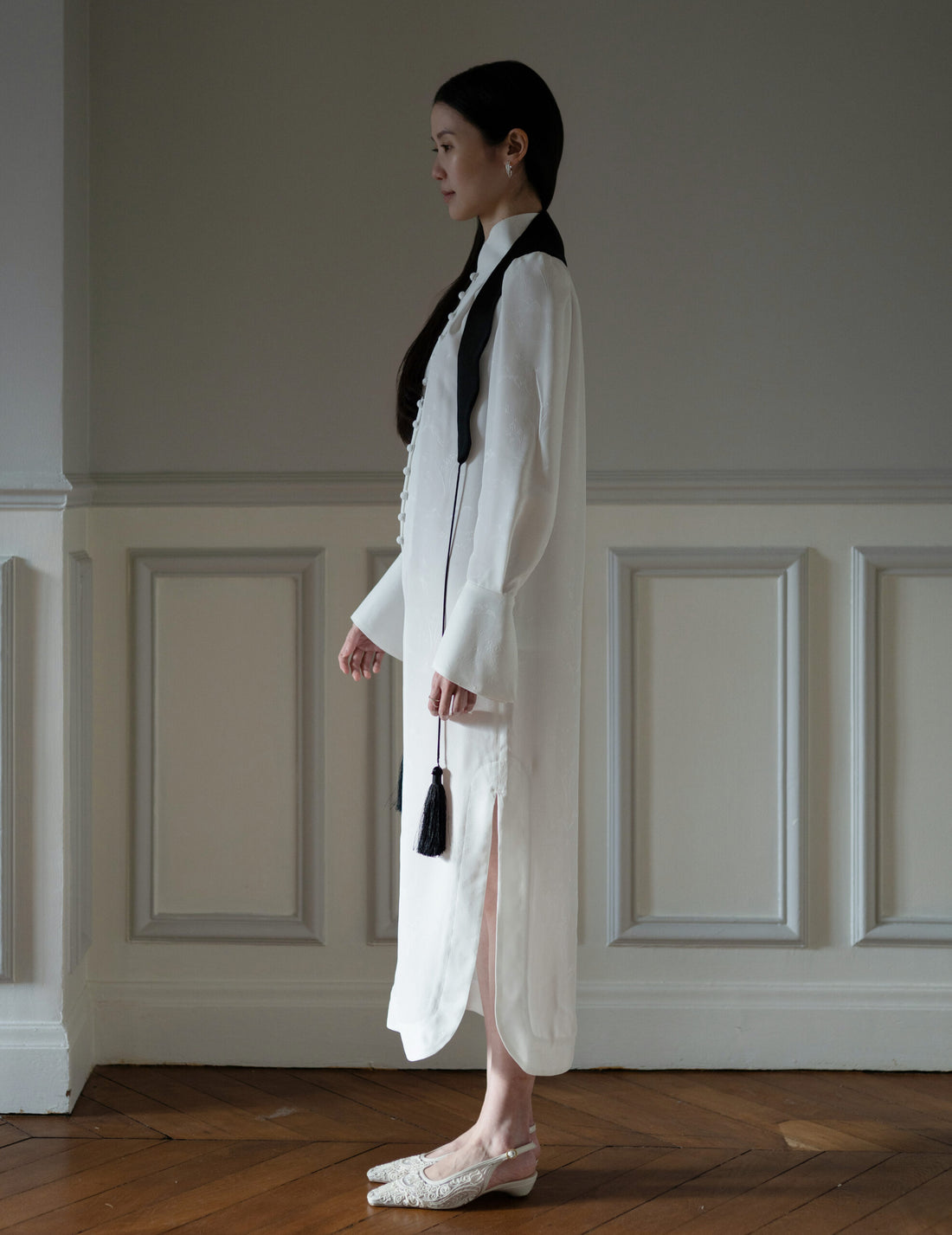 Mame Kurogouchi  | I-Line Jacquard Dress・White