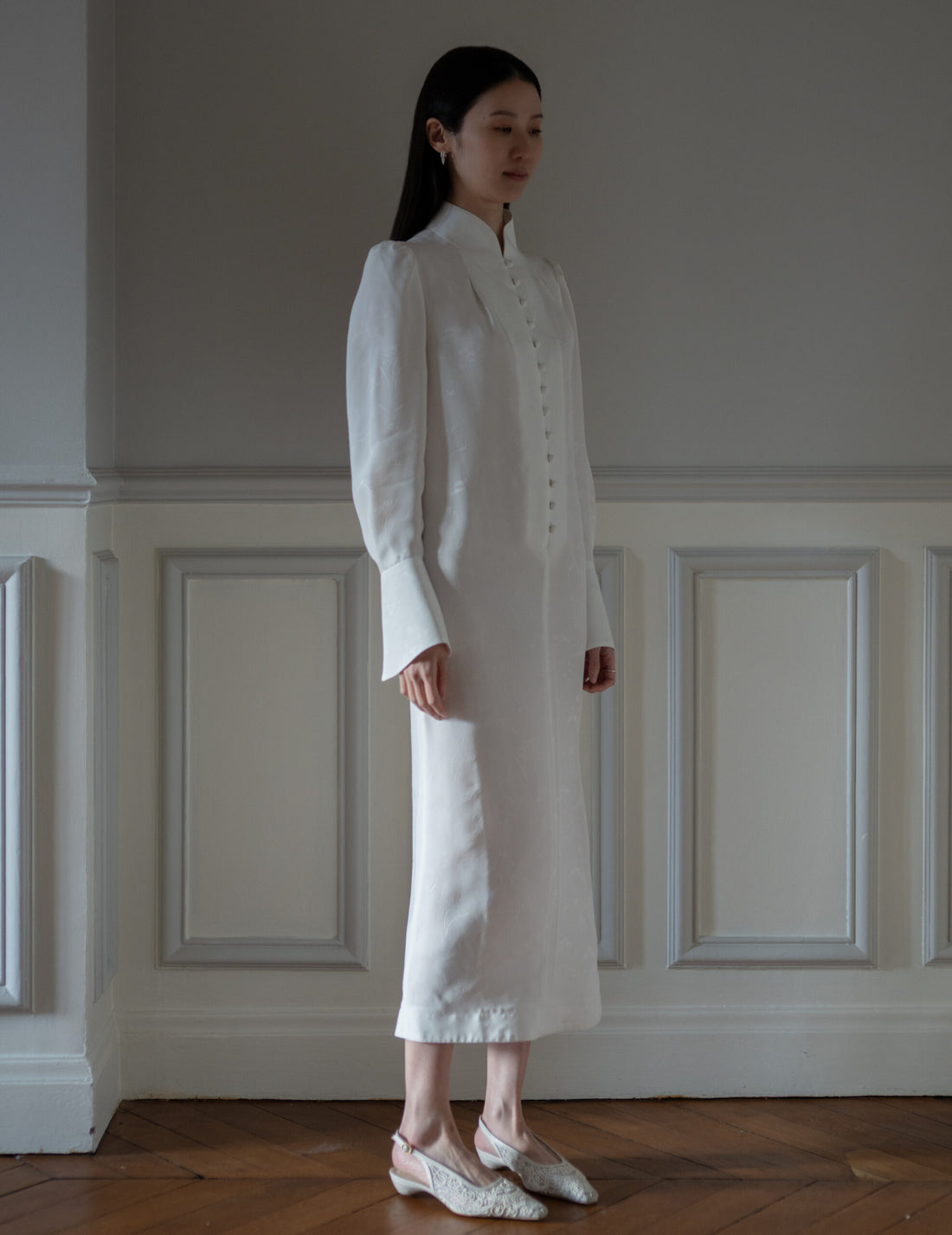 Mame Kurogouchi  | I-Line Jacquard Dress・White