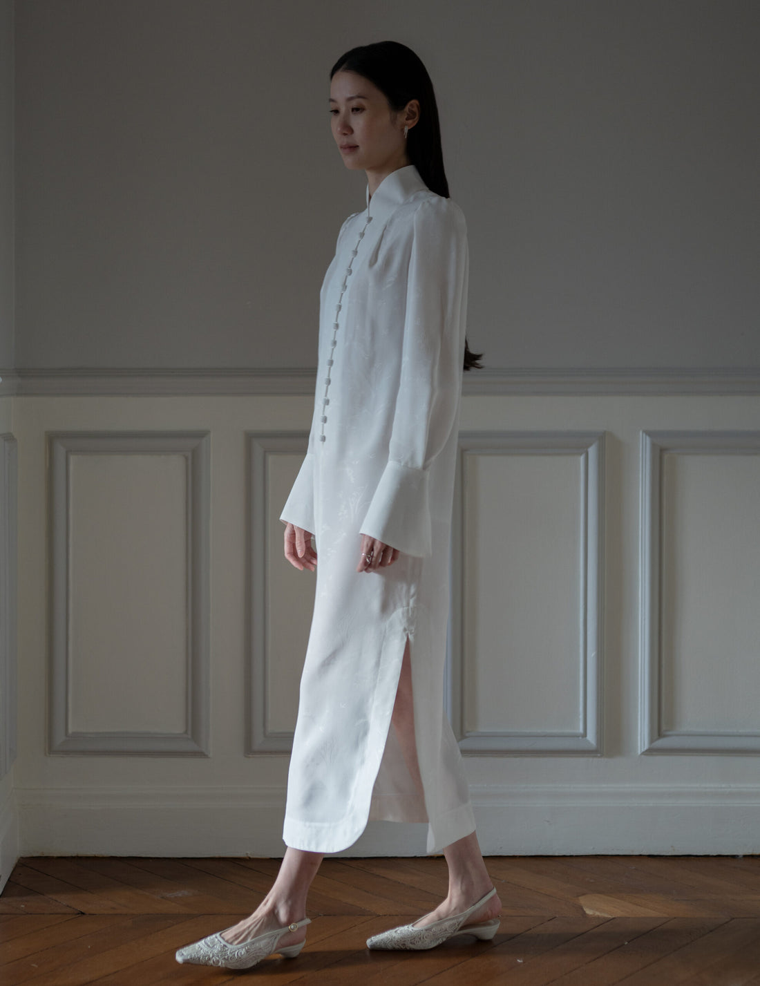 Mame Kurogouchi  | I-Line Jacquard Dress・White
