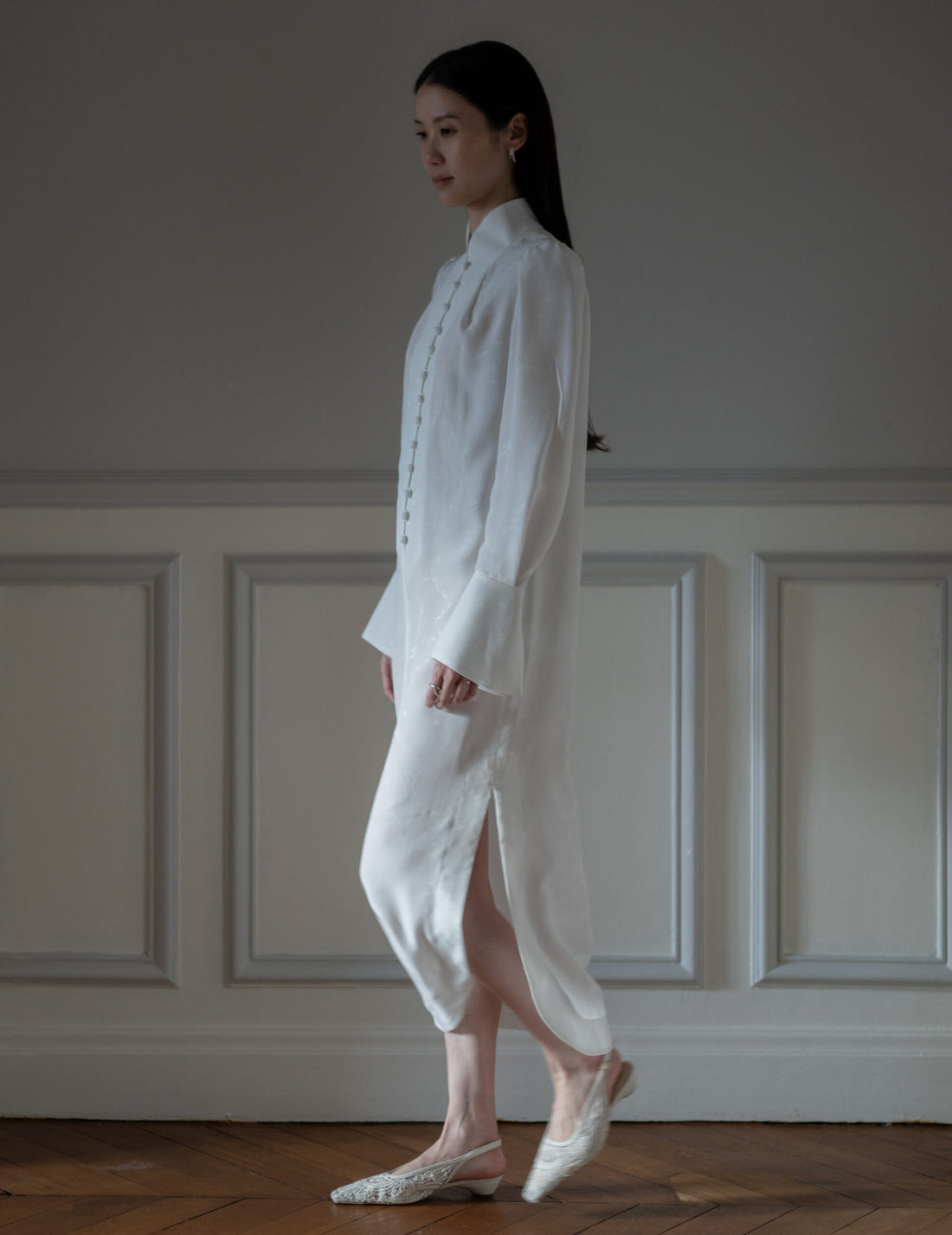 Mame Kurogouchi  | I-Line Jacquard Dress・White