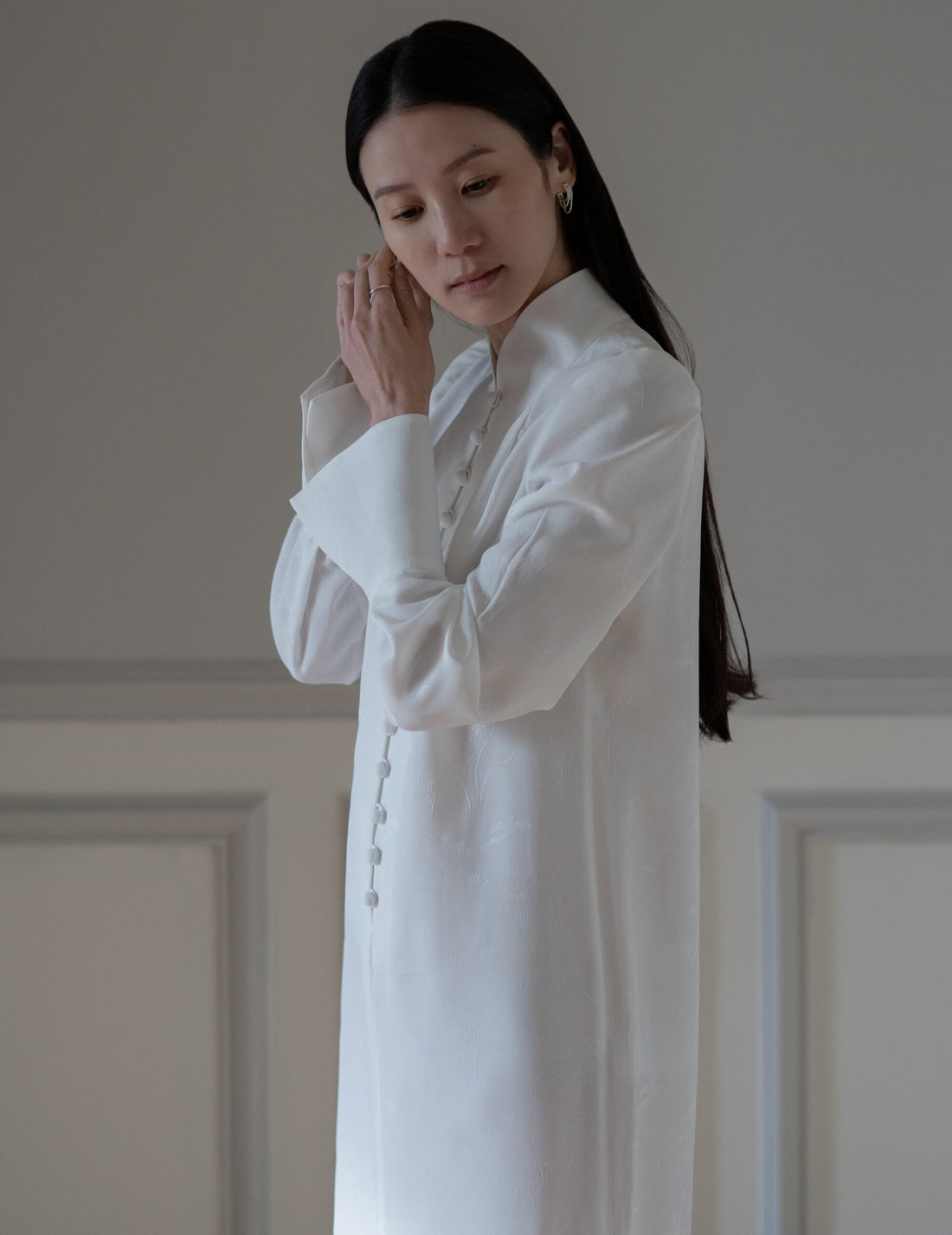 Mame Kurogouchi  | I-Line Jacquard Dress・White