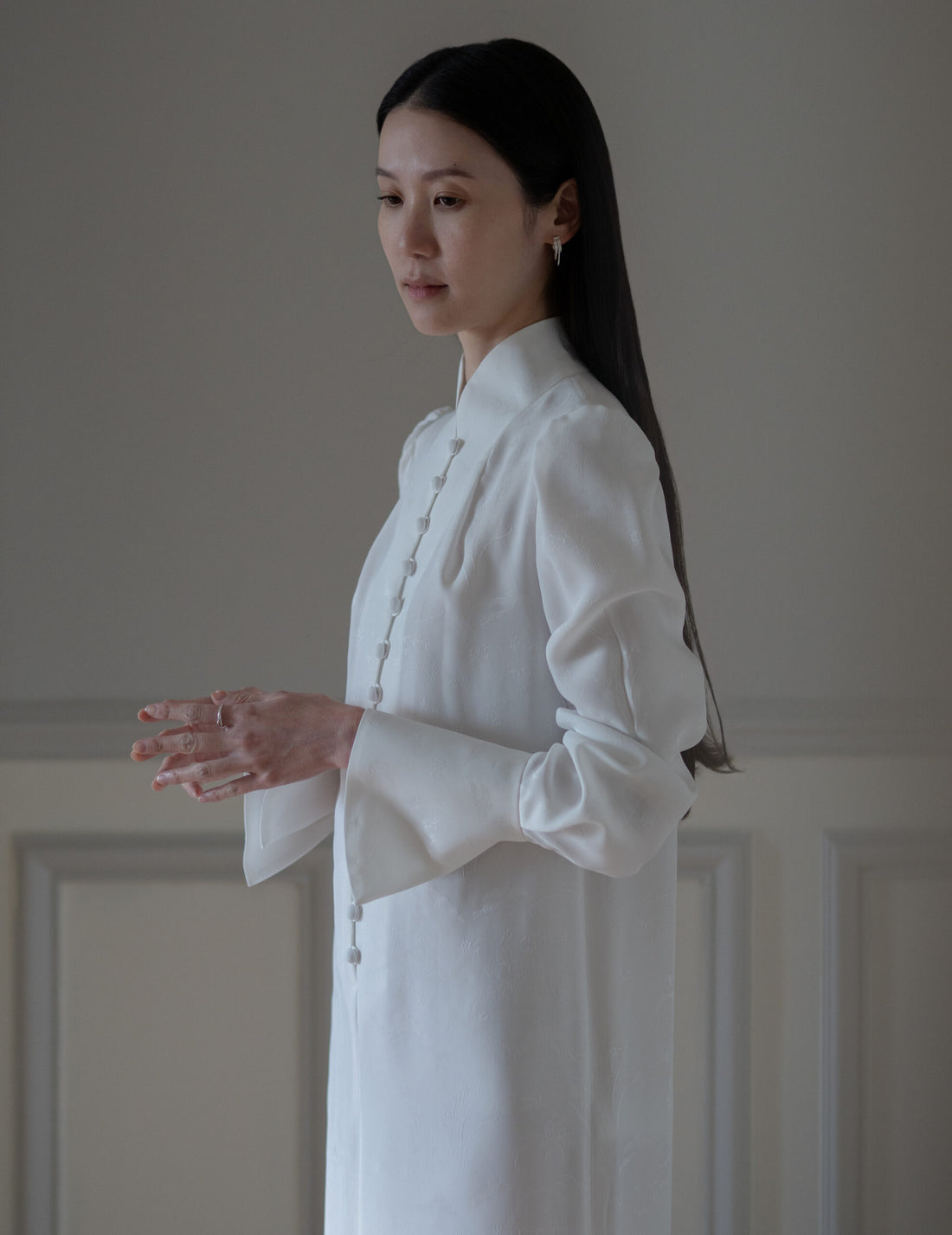 Mame Kurogouchi  | I-Line Jacquard Dress・White