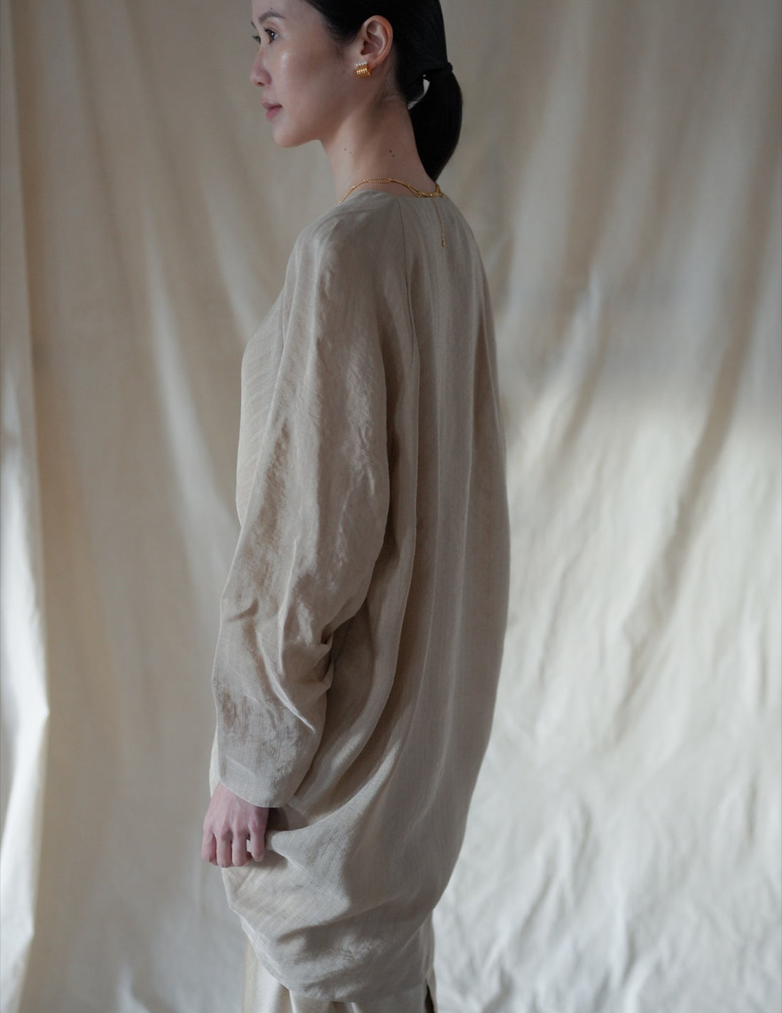 ELOISE Jacquard Stripes Shirt・Beige