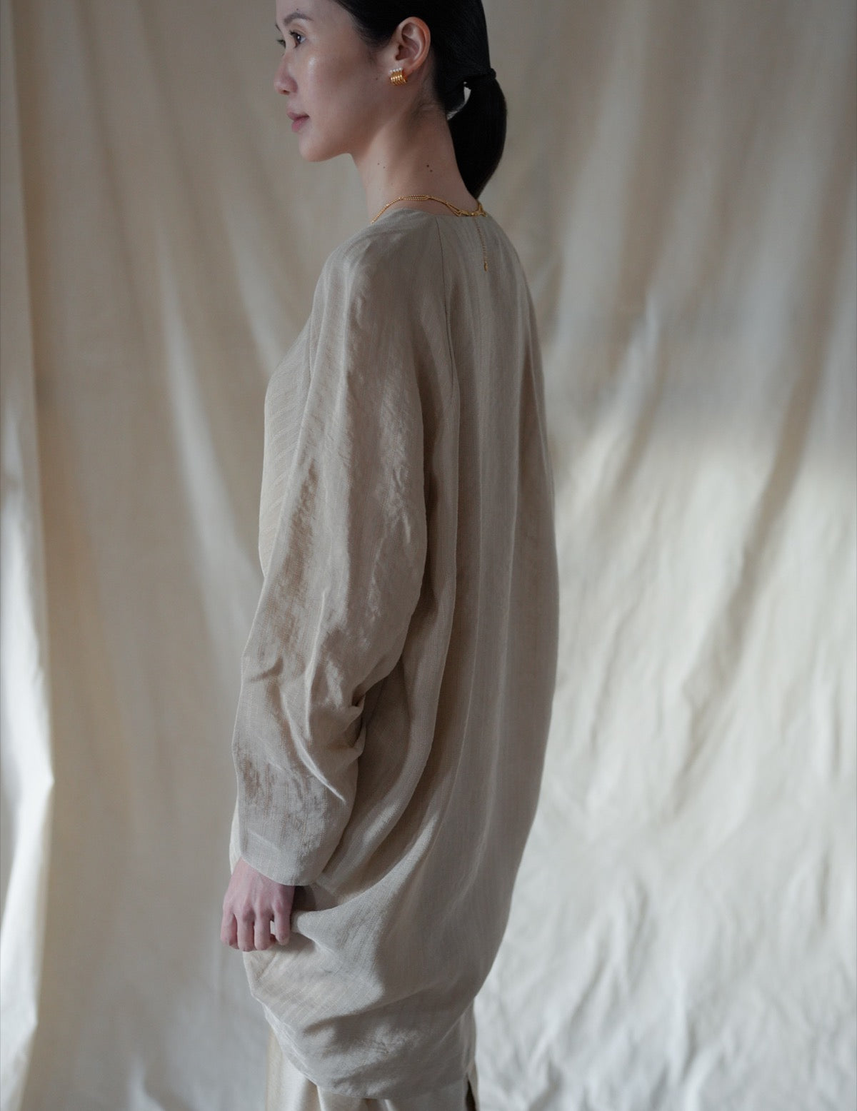 ELOISE Jacquard Stripes Shirt・Beige