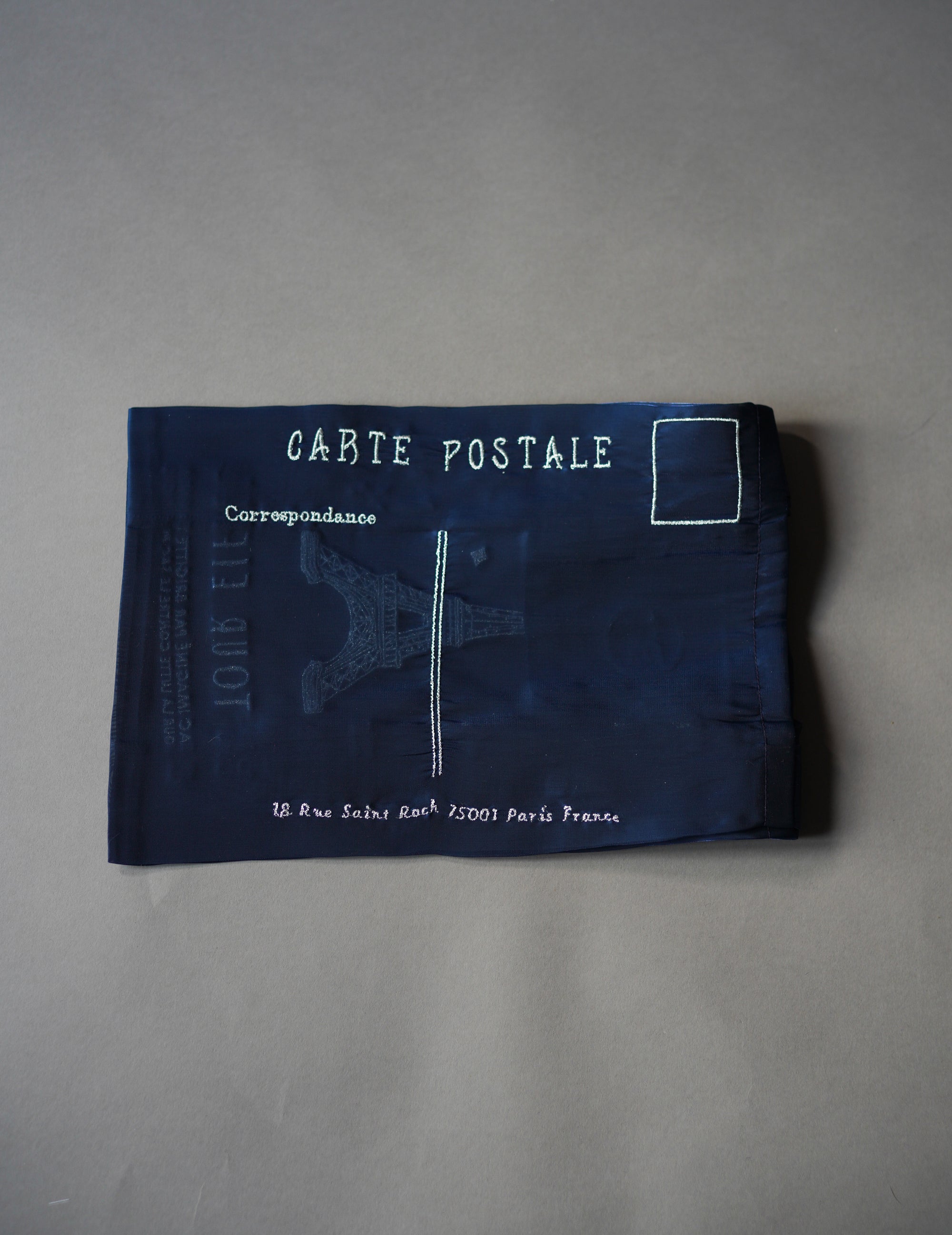 Eiffel Tower Embroidered Organza Bag Blue・ Small