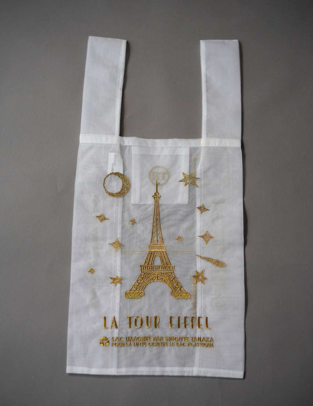 Brigitte Tanaka | Paris Eiffel Tower Embroidered Organza Bag White ・ Large