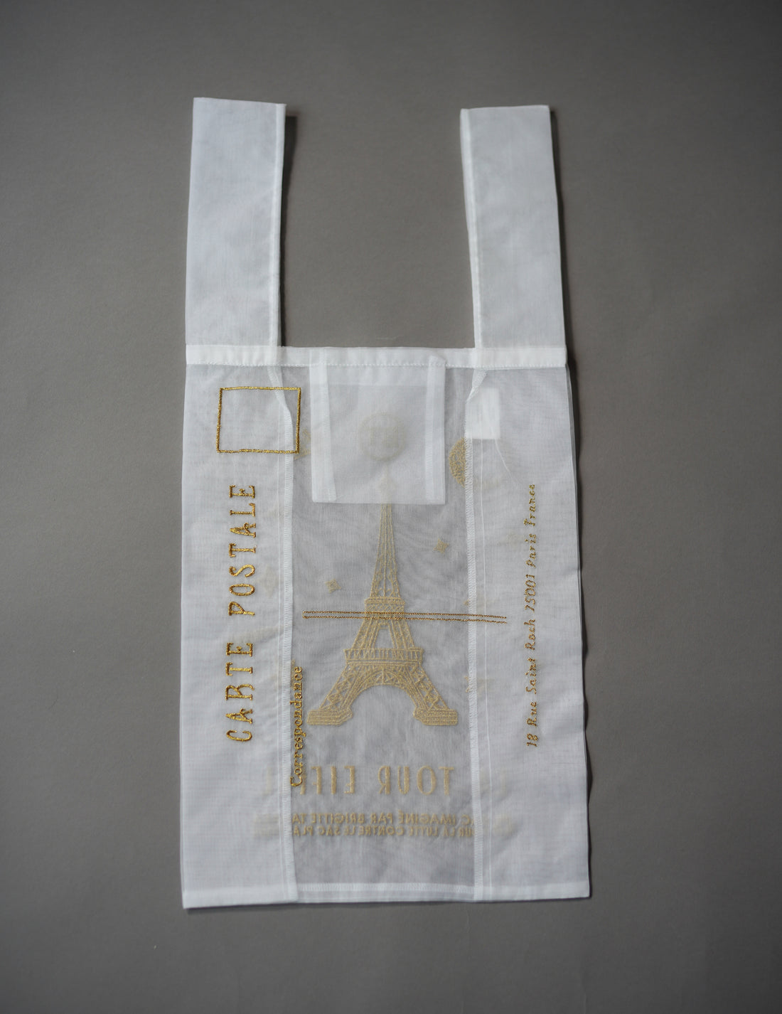 Brigitte Tanaka | Paris Eiffel Tower Embroidered Organza Bag White ・ Large