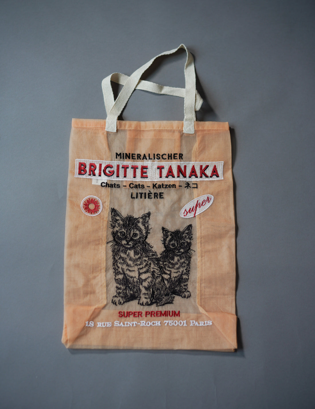 Brigitte Tanaka | Chat Peach Embroidered Organza Bag