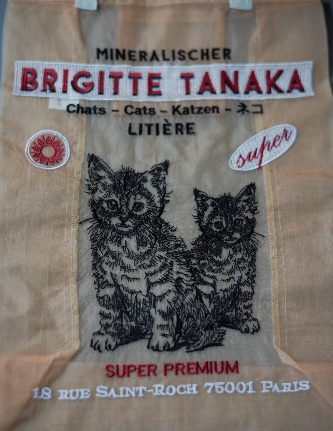 Brigitte Tanaka | Chat Peach Embroidered Organza Bag