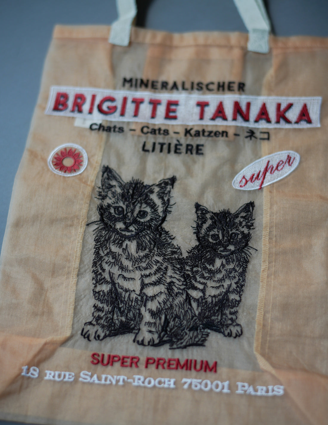 Brigitte Tanaka | Chat Peach Embroidered Organza Bag