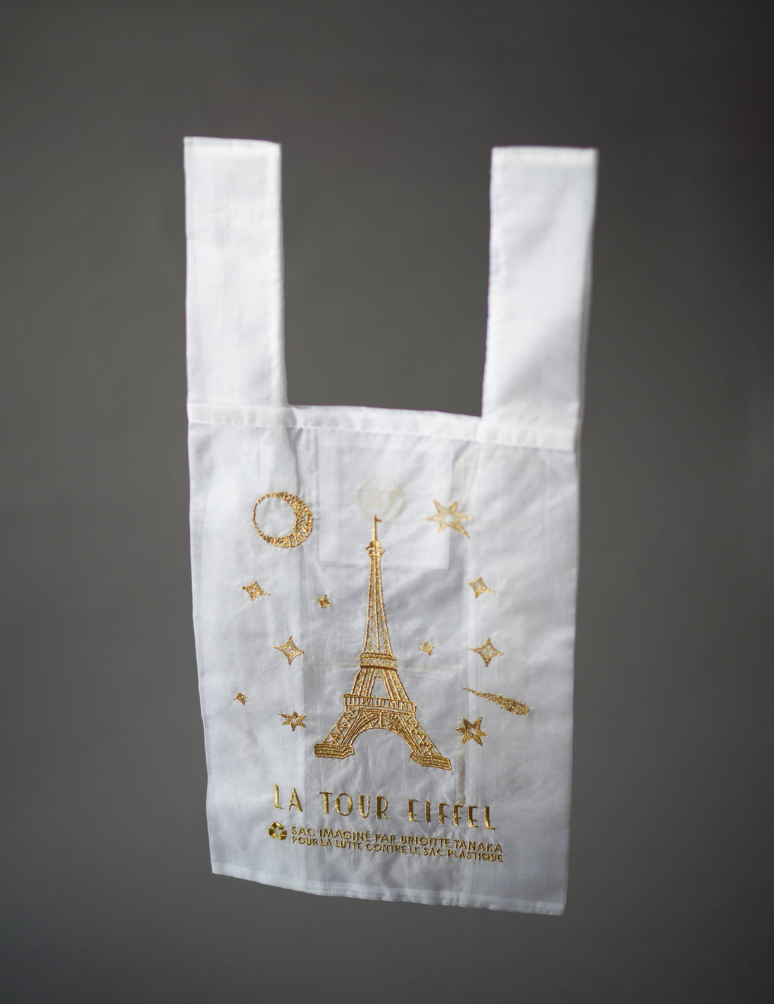 Brigitte Tanaka | Paris Eiffel Tower Embroidered Organza Bag White ・ Large