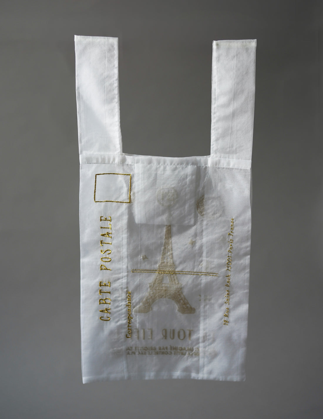 Brigitte Tanaka | Paris Eiffel Tower Embroidered Organza Bag White ・ Large