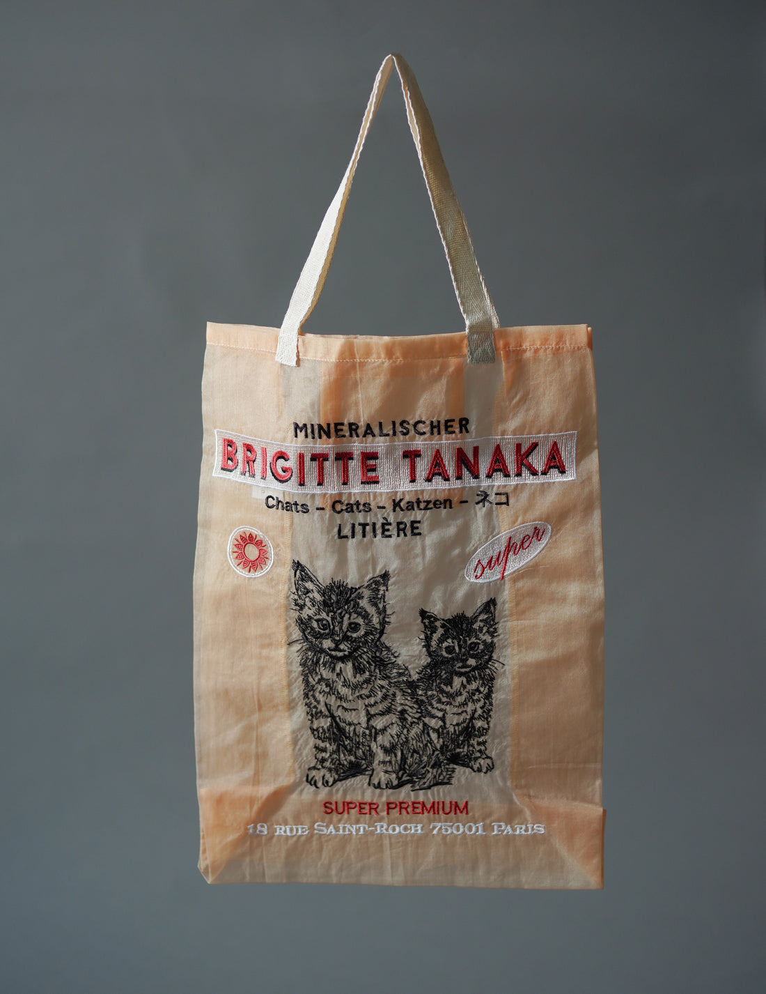 Brigitte Tanaka | Chat Peach Embroidered Organza Bag