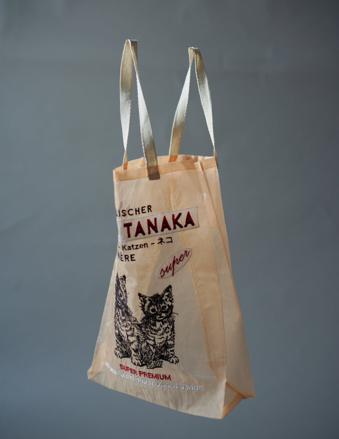 Brigitte Tanaka | Chat Peach Embroidered Organza Bag