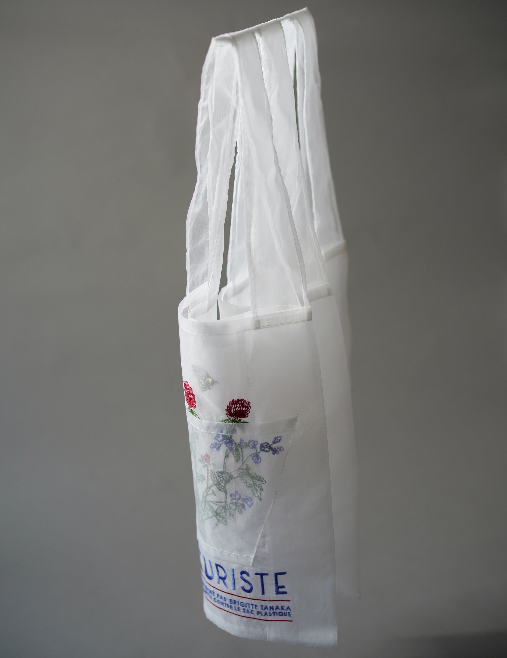 Red Florist Embroidered Organza Bag