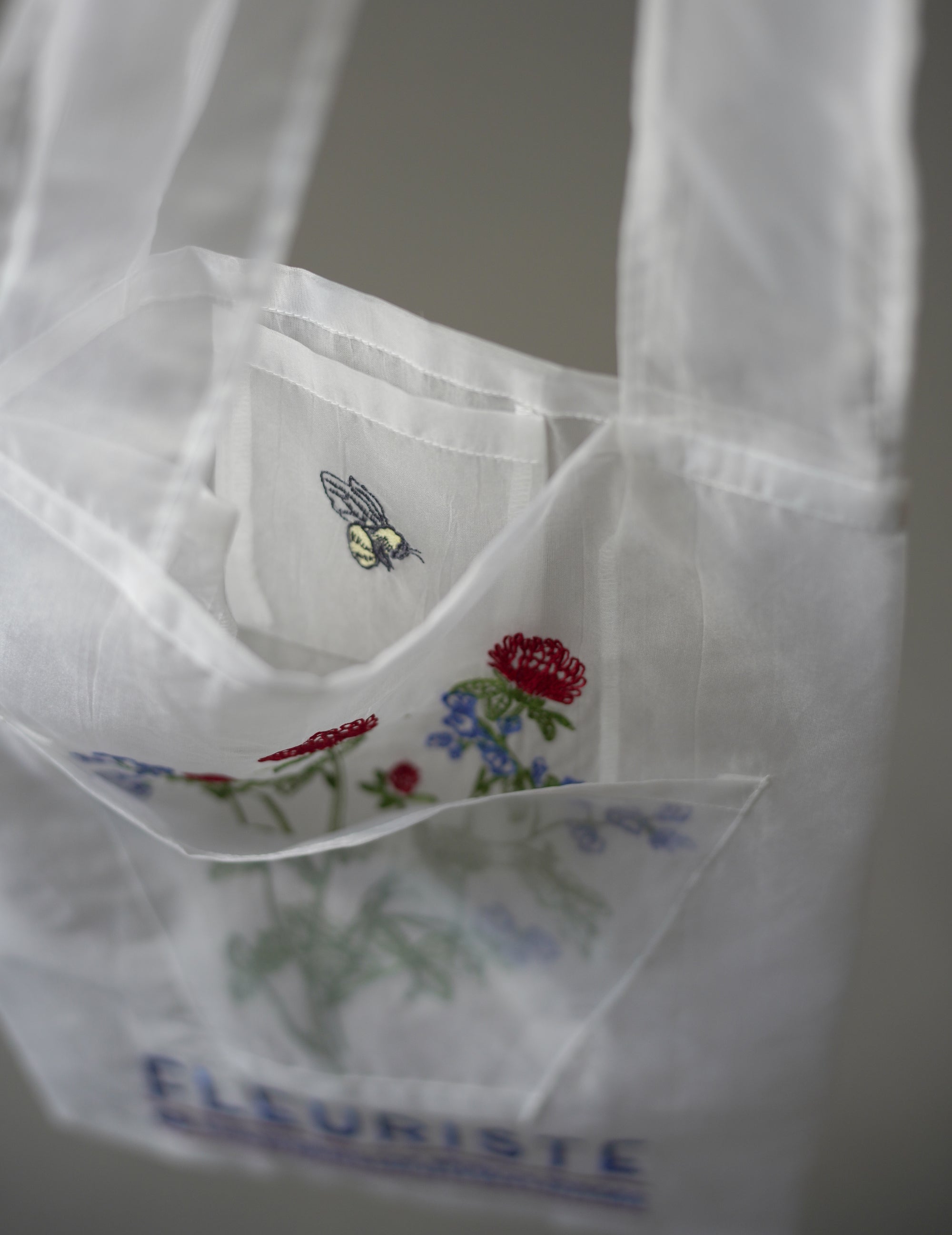 Red Florist Embroidered Organza Bag