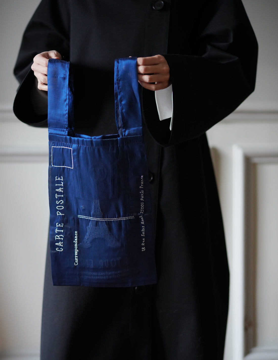 Brigitte Tanaka | Eiffel Tower Embroidered Organza Bag Blue・ Small